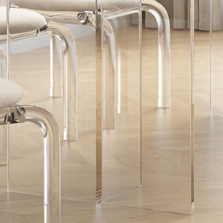 Glam Dining Table Set with Acrylic Base 1/5/7 Pcs Dinette Set with White Chairs