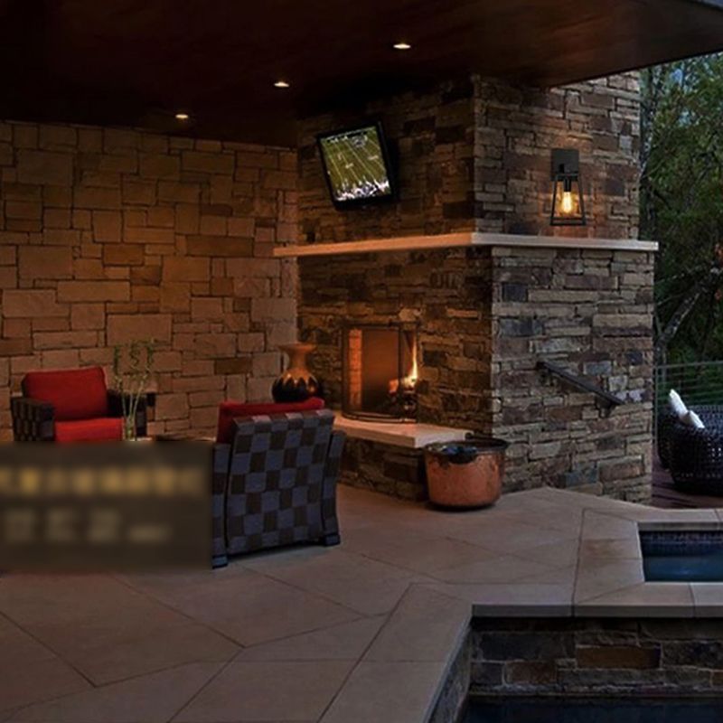 1 Light Geometric Wall Mounted Light Fixture Industrial Glass Wall Lighting Ideas Lights in Black