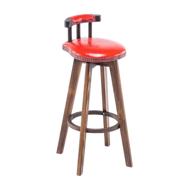 Tradition Armless Backrest Counter Stool Wood Household Bar Stool with Pedal