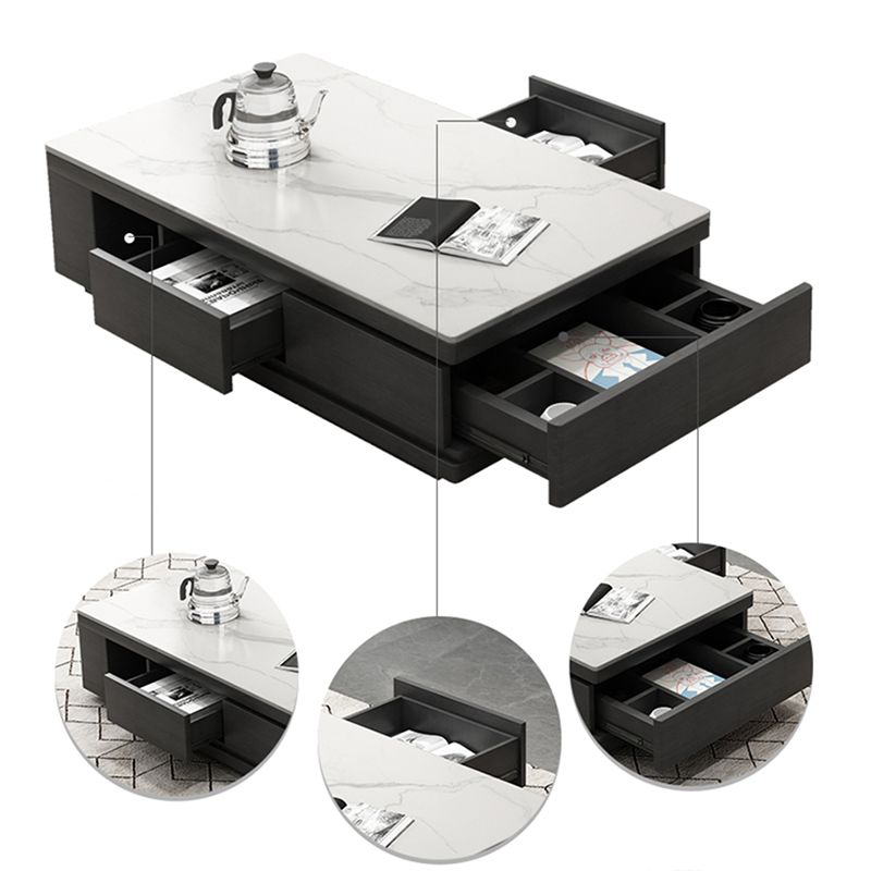 Single Coffee Table Slate Rectangular Coffee Table with Shelf
