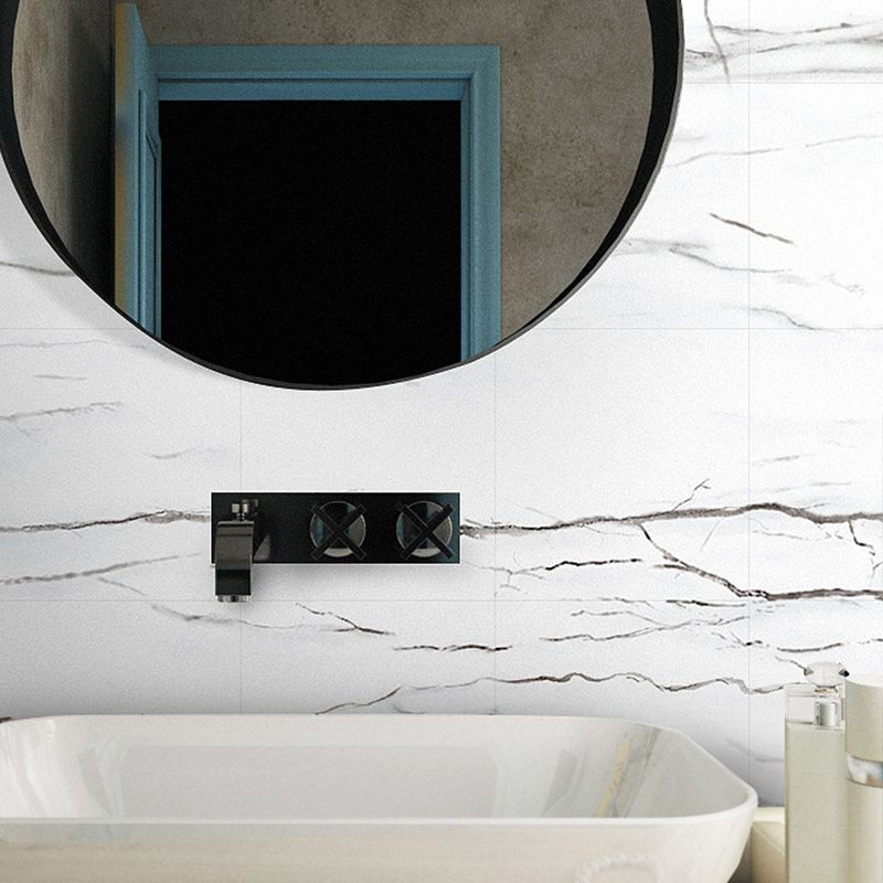 White Marble Wallpaper Panels Self-Adhesive Modern Kitchen Wall Covering, 8' x 8"