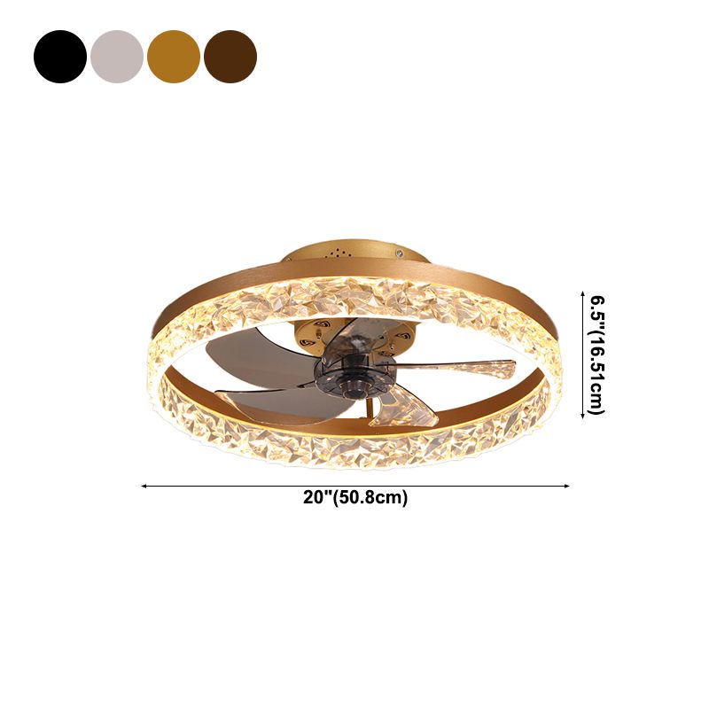 Kids Style Round Ceiling Fan Lamp Metal 1 Light Ceiling Fan Lighting for Bedroom