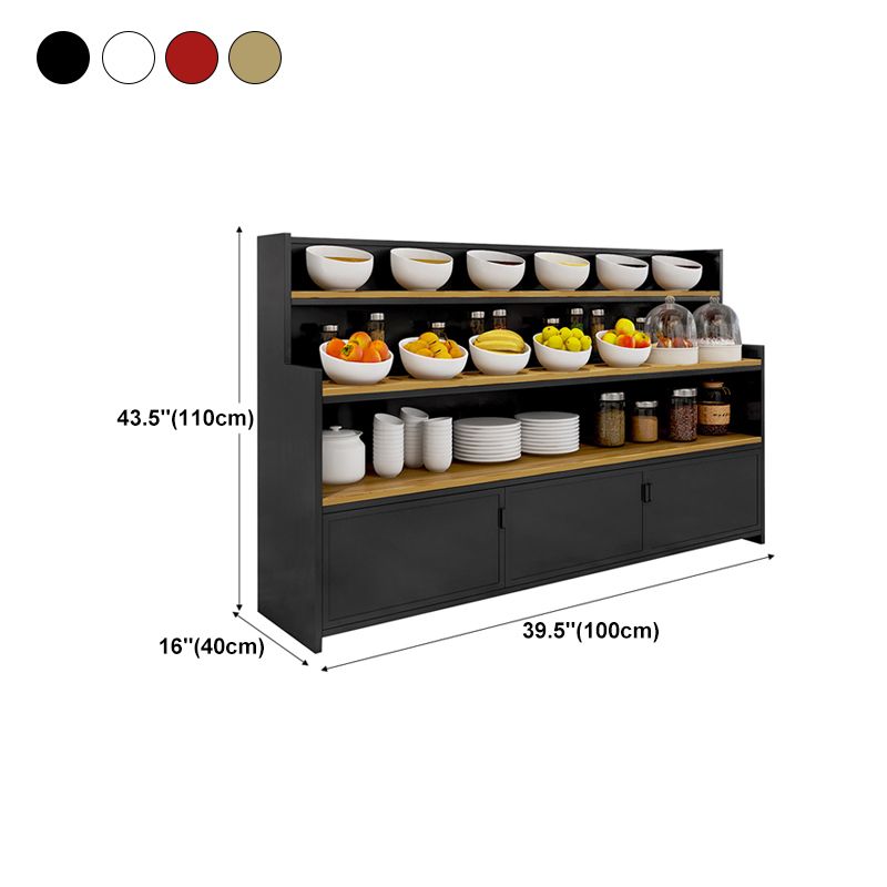 Dining Room Open Storage Buffet Table Modern Wood Sideboard Table with 2 Cabinets