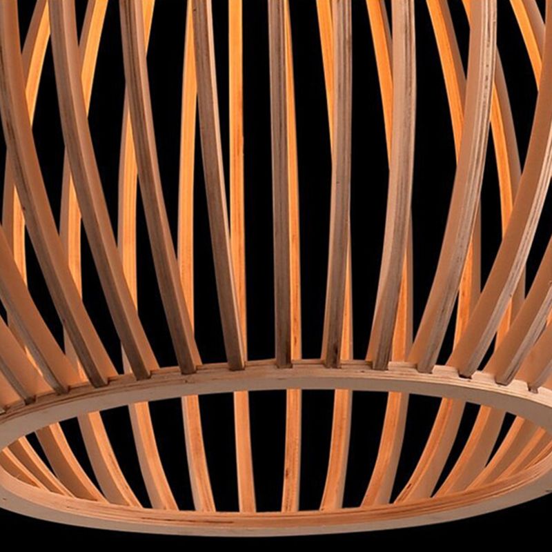 Forme de cage d'oiseau en bois massif Lumières suspendues de style moderne 1 lumière suspendue Lumière pour chambre à coucher