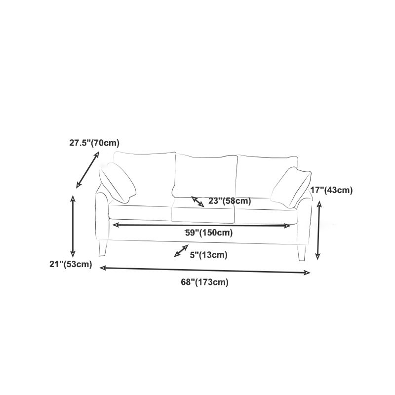 Scandinavian Pillow Top Arm Sofa with Sewn Pillow Back for Apartment