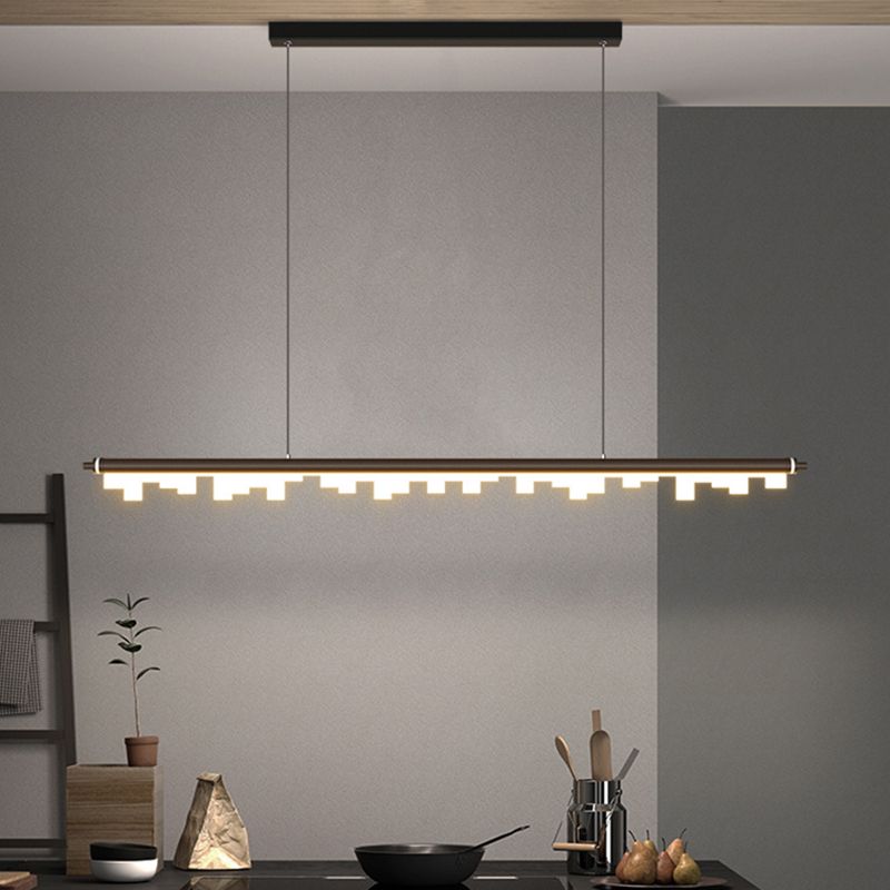 Matte Effect Tubular Metal Island Lighting Simple Style LED Ceiling Light with Acrylic Shade