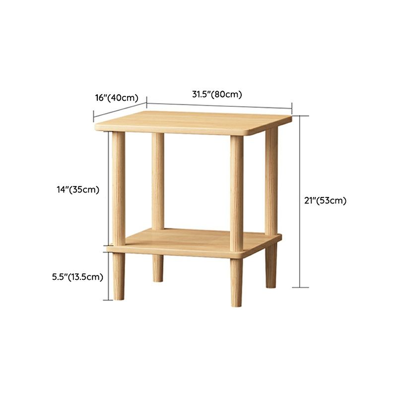 Modern Wood End Slide Table 2-Tier Corner Table with Storage