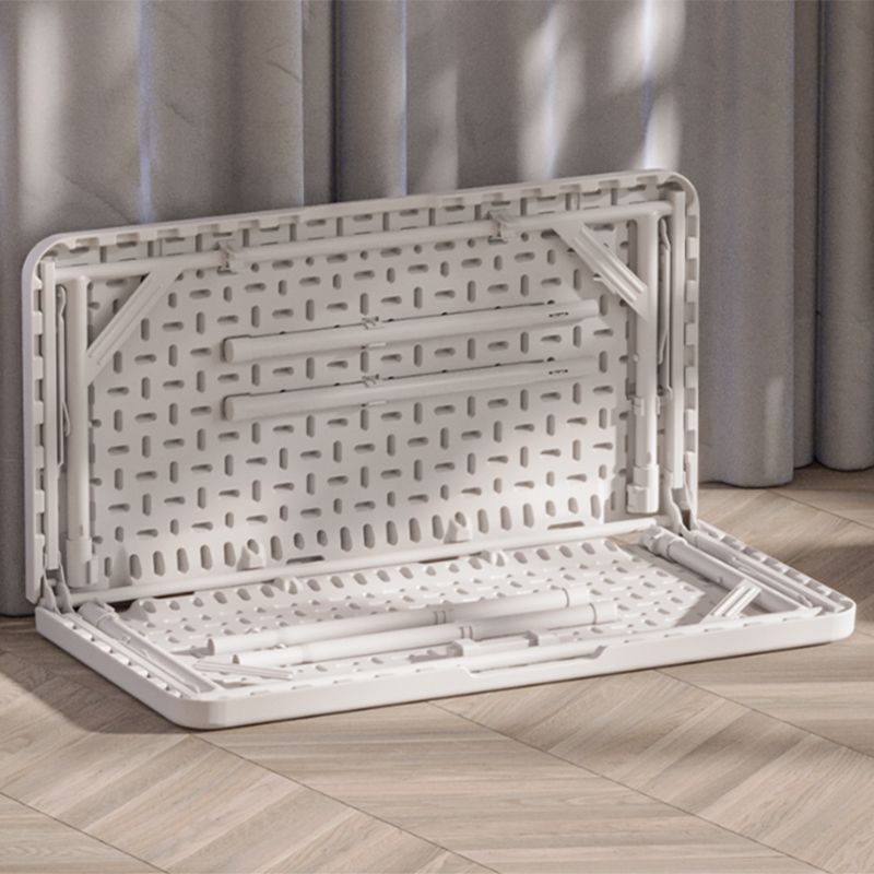 Modern Dining Table Square Plastic Top with 4 Metal Legs for Living Room