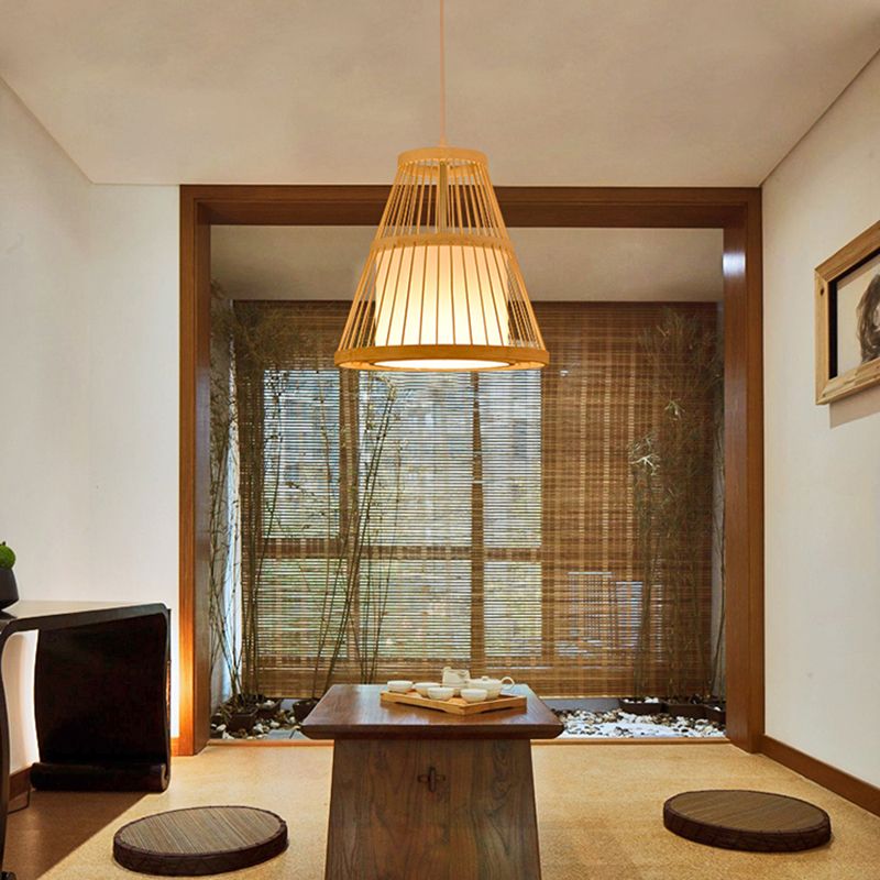 1-Licht chinesischer Stil Bambus Anhänger Light Geometrisch hängende Anhänger für das Restaurant