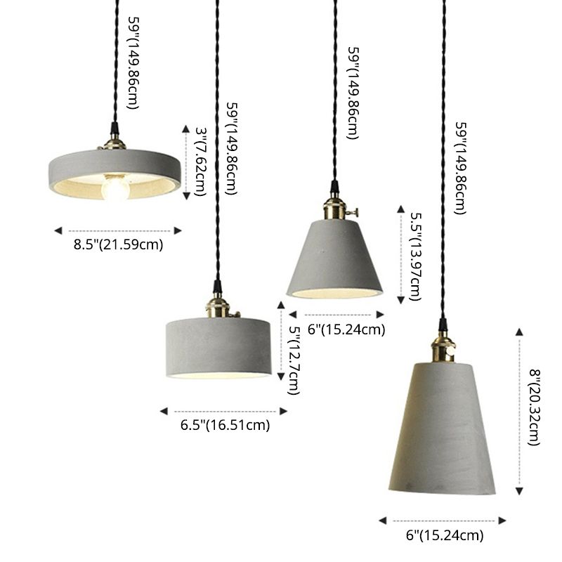 Luces de techo colgante de 1 luces con lámpara colgante de cemento moderna