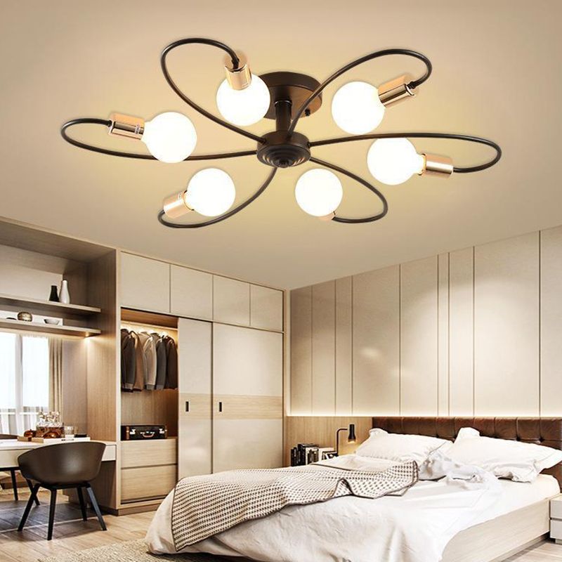 Modern Metal Ceiling Light Golden/Black Flush Mount Lighting for Home