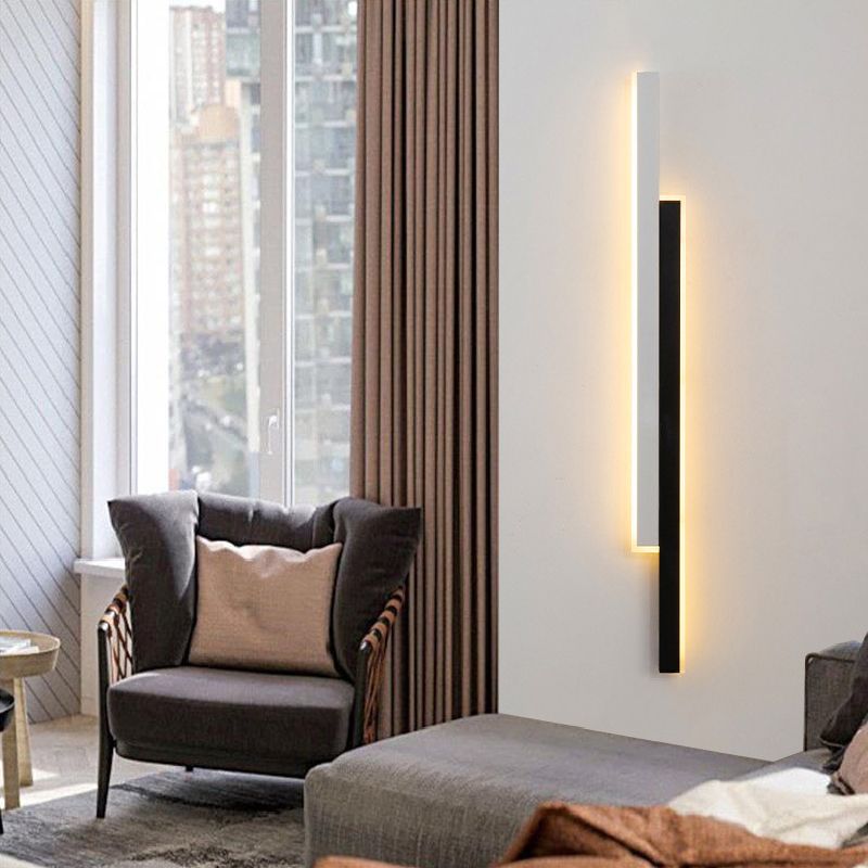 Modernism White/Black Wall Mounted Sconce Linear 2-Light Wall Light for Bedroom