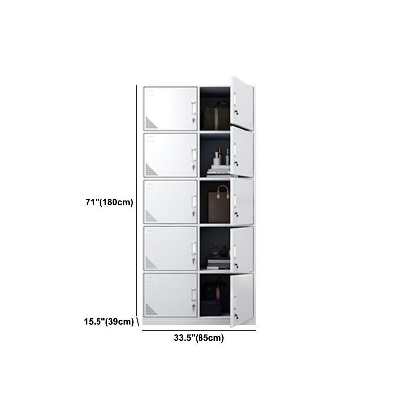 Metal Modern White Wardrobe for Home Matte Finish Cabinet with Hinged Door