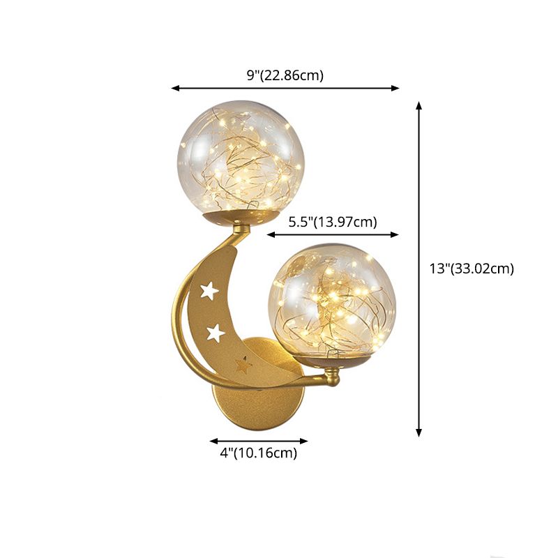 Modern Romantic LED Wall Lamp Wrought Iron Babysbreath Wall Sconce with Glass Shade