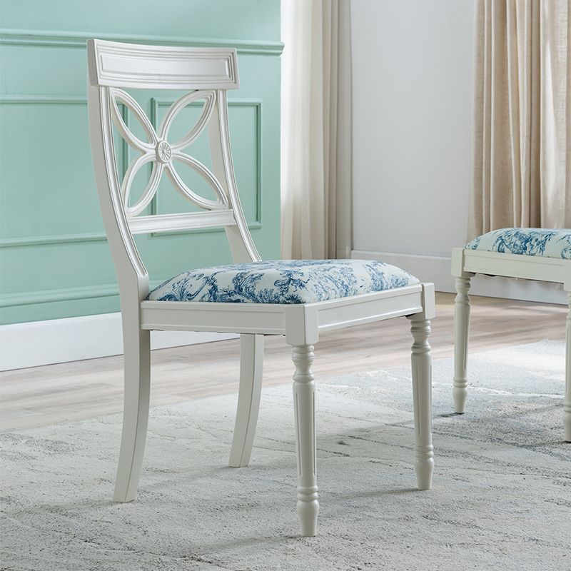 Silla lateral casera tapizada tradicional Sillas de comedor Queen Anne blancas