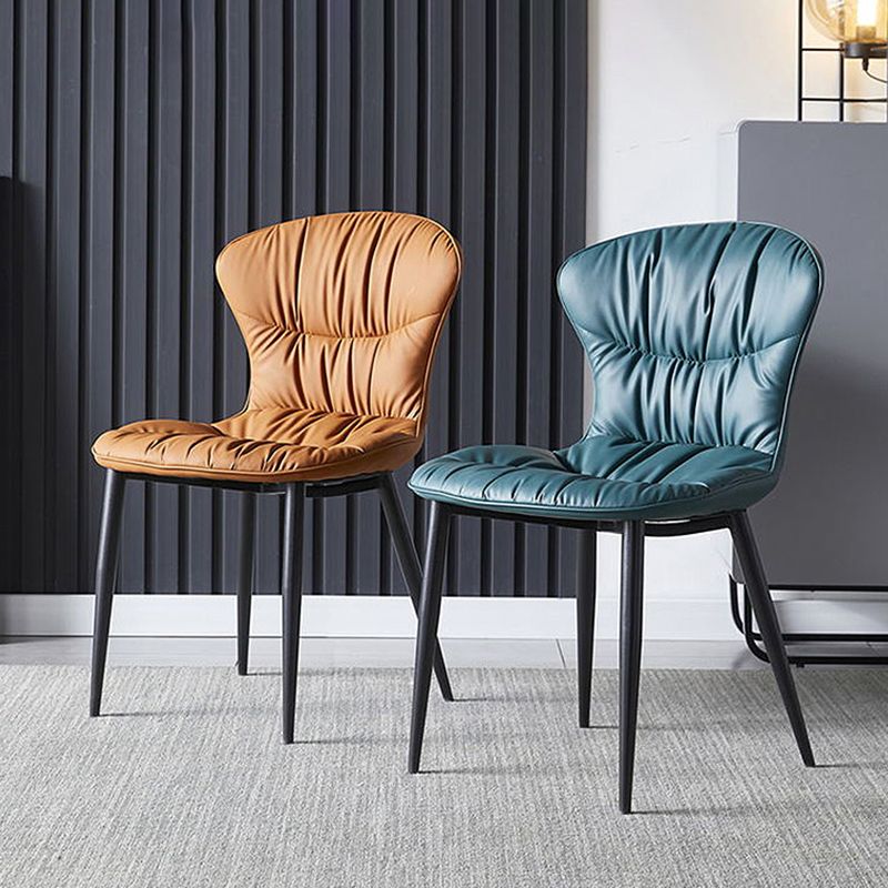 Faux Leather Side Chair Black Legs Dining Room Parsons Chair