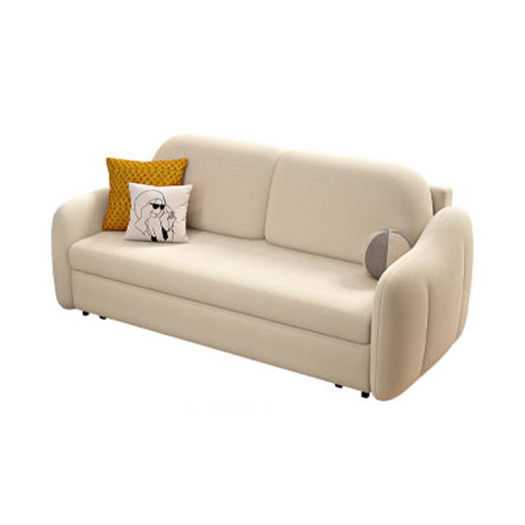 Beige Cushion Back Futon Foldable Pillow Included Sleeper Sofa
