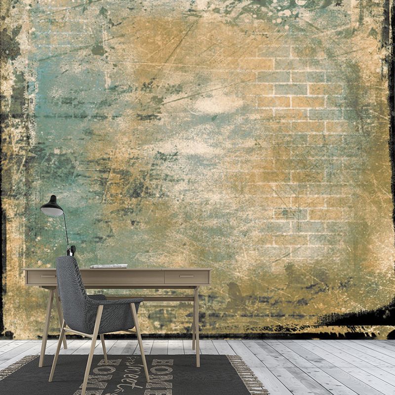Vintage Distressed Brick Effect Murals for Kitchen Custom Size Wall Art in Brown