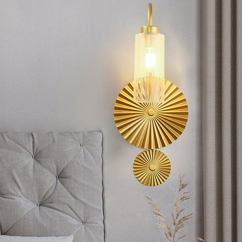 Retro GoiSeleck wandlamp 1 Licht Amber/Clear/Smoke Gray Glass Wandlicht SCONCE MET LOTUS BEADEsign