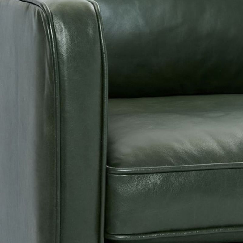 Loose Back Square Arm Sofa Stationary Faux Leather Sofa with Cushions