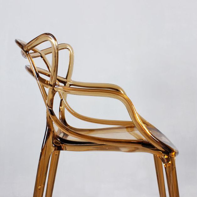 Contemporary Indoor Plastic Open Back Stacking Dining Arm Chair