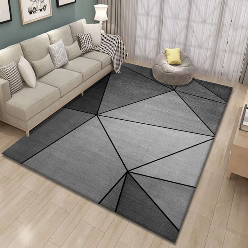Multicolor Nordic Indoor Rug Polyester Triangle Print Rug Non-Slip Backing Area Rug for Living Room