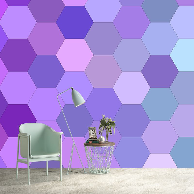 Modern Geometric Patterns Mural Mildew Resistant Wall Covering for Bedroom Decor