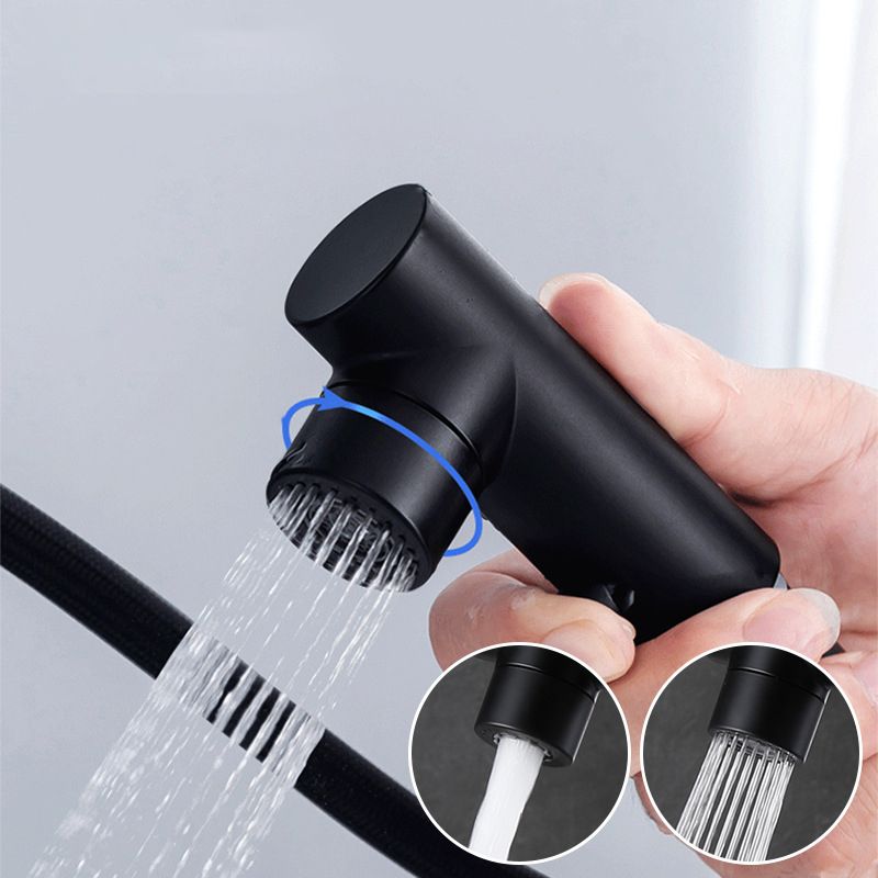 Pull-out Widespread Sink Faucet 2-Handle Vessel Sink Faucet with Angle Valve and Drain