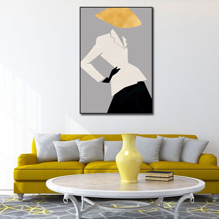 Fashion Lady Wall Art Decor Pastel Color Modern Style Canvas Print for Living Room