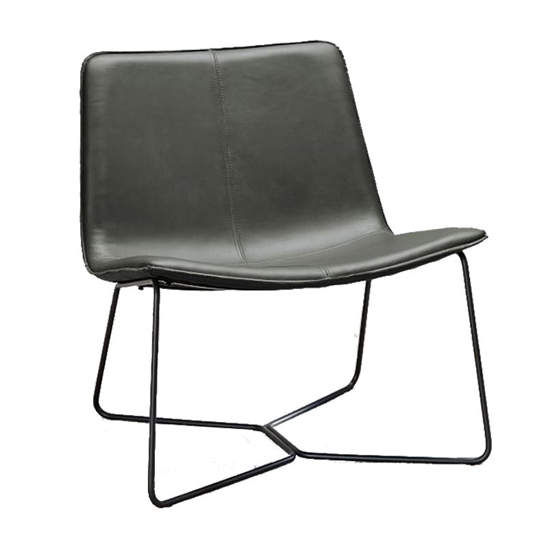 Industrial 24.4"Wide Faux Leather Fixed Back Metal Base Armless Chair