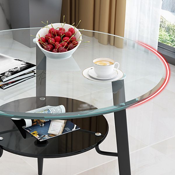 Moderne glazen eettafel 31.5 "Ronde eettafel met zwart frame voor huisgebruik