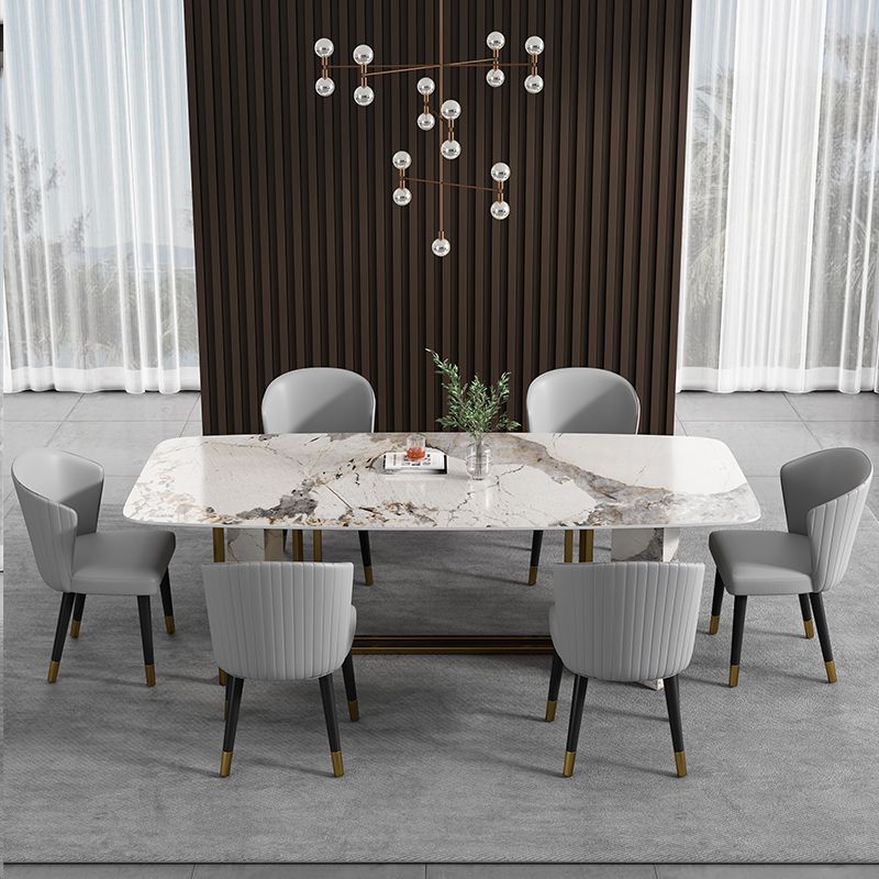 Nordic 1/2/5/7 Pieces Furniture Rectangle Stone Dining Table Set for Home