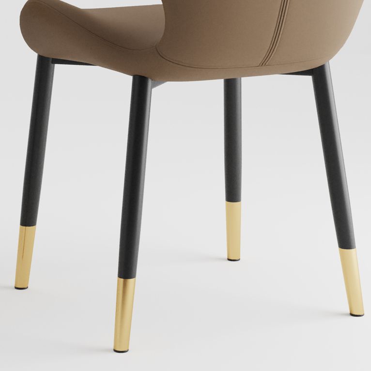 Silla lateral casera contemporánea de cuero con respaldo mate Silla de comedor