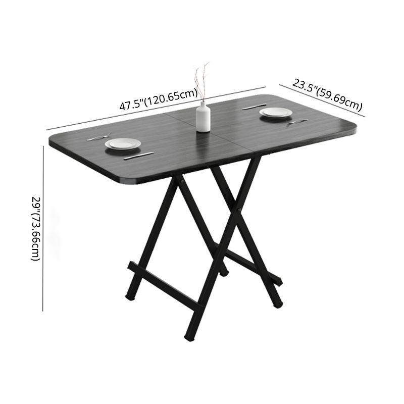 Modern Style Compact Wood Top Dining Set with 4 Black Metallic Legs Base for Dining Furniture