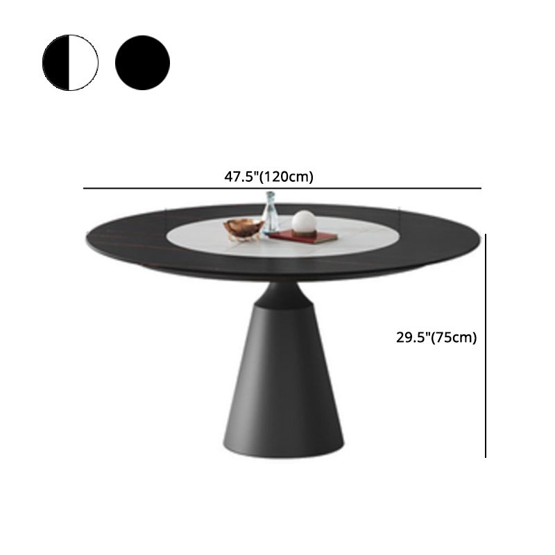 Modern 1/3/4/5 Pieces Black Dining Table Set with Sintered Stone Top Round Dinette Set
