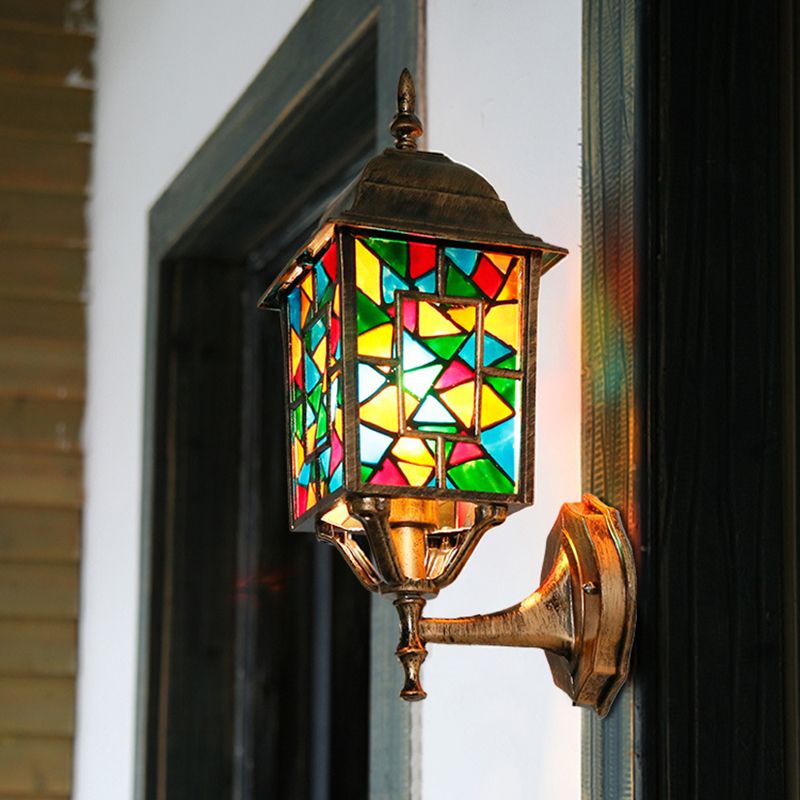Brass 1 Light Wall Mount Lamp Countryside Metal Birdcage Wall Sconce Lighting for Outdoor