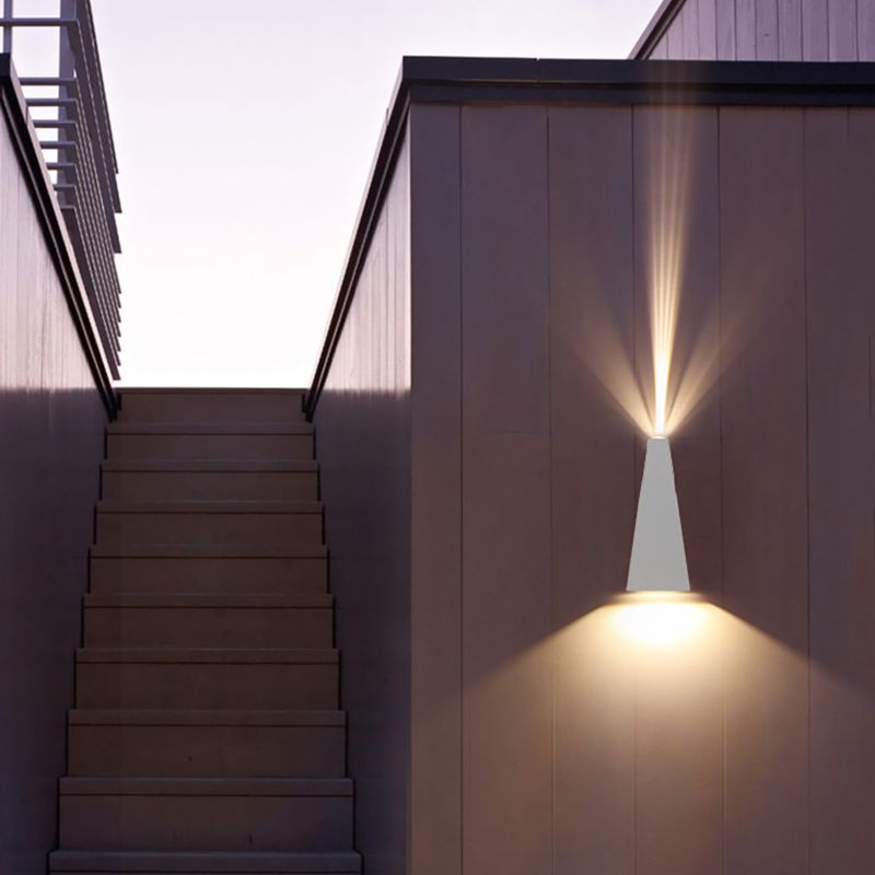 Luz de pared geométrica moderna aluminio 2 luces lavadora de pared para al aire libre
