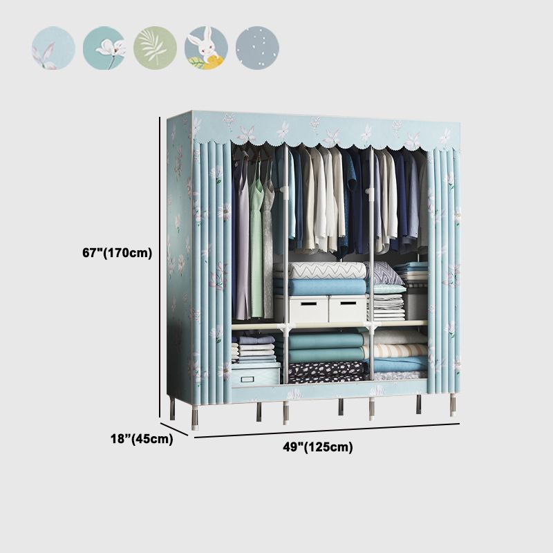 Steel Frame Wardrobe Cabinet Contemporary Style Armoire with Shelves