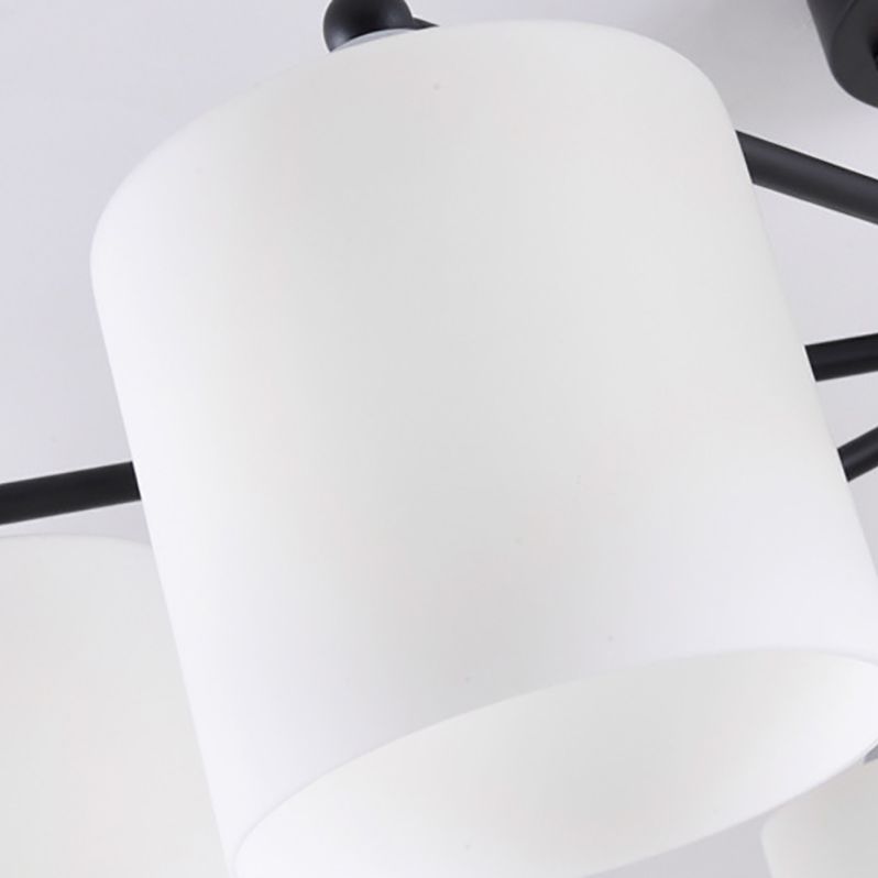 Cylinder Semi Flush Light Fixture Traditional Glass Ceiling Light for Living Room
