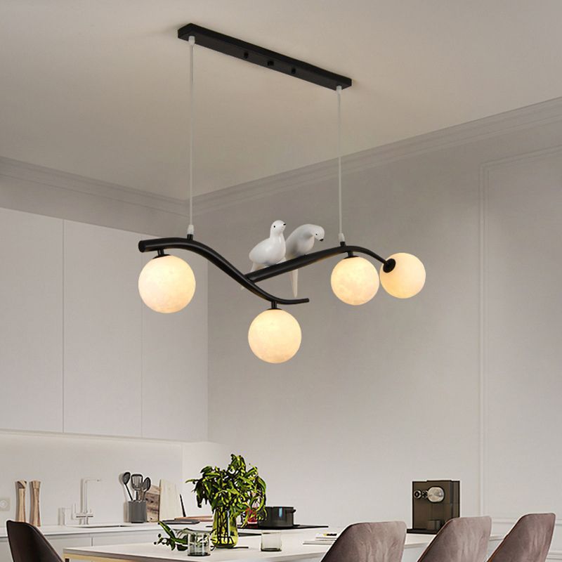 Modern Style Ball Shade Pendant Lighting 4-Lights Glass Hanging Lamp for Dining Room