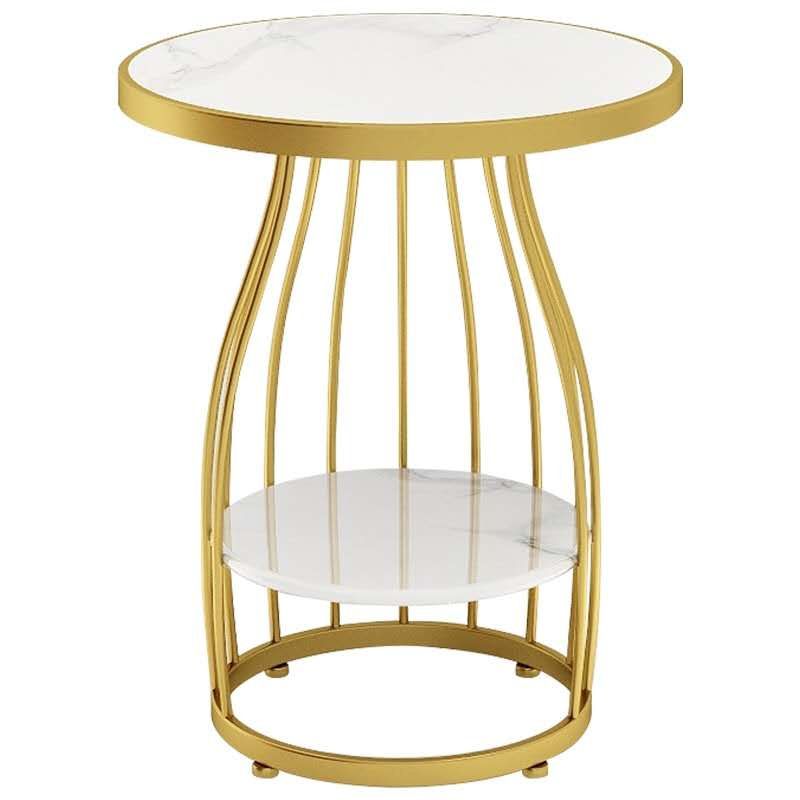24.8 inch Tall Frame Metal Side Table with Shelf Glam Side End Table