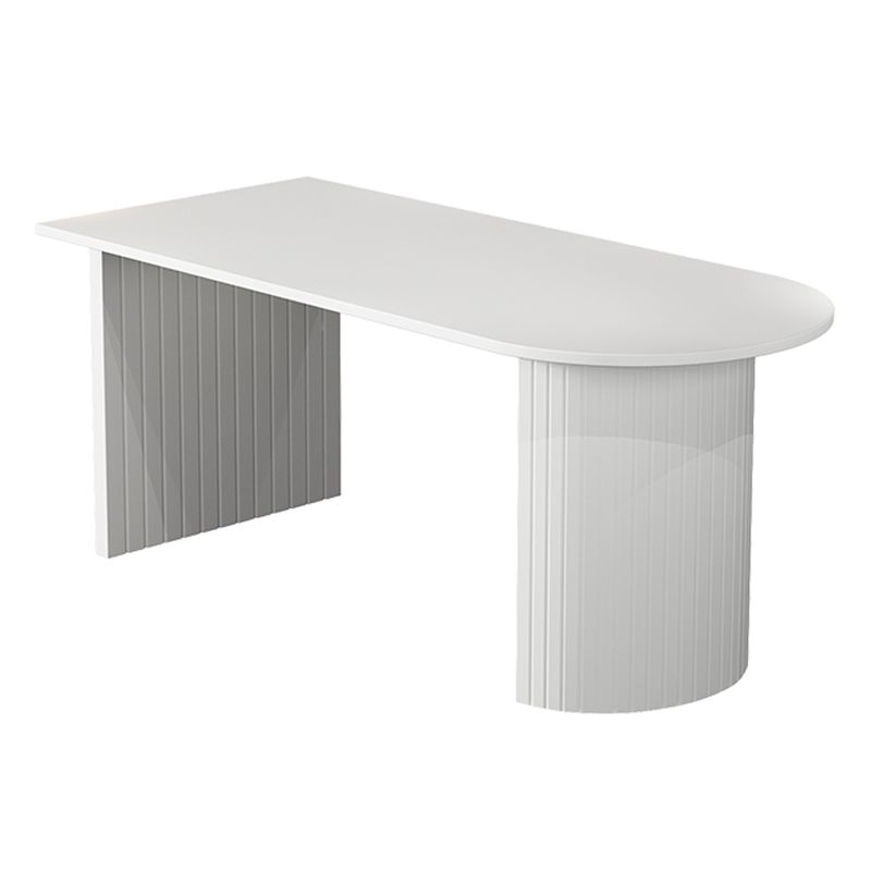 Modern Oval Dining Table Wood Double Pedestal Home Kitchen Dinner Table in White