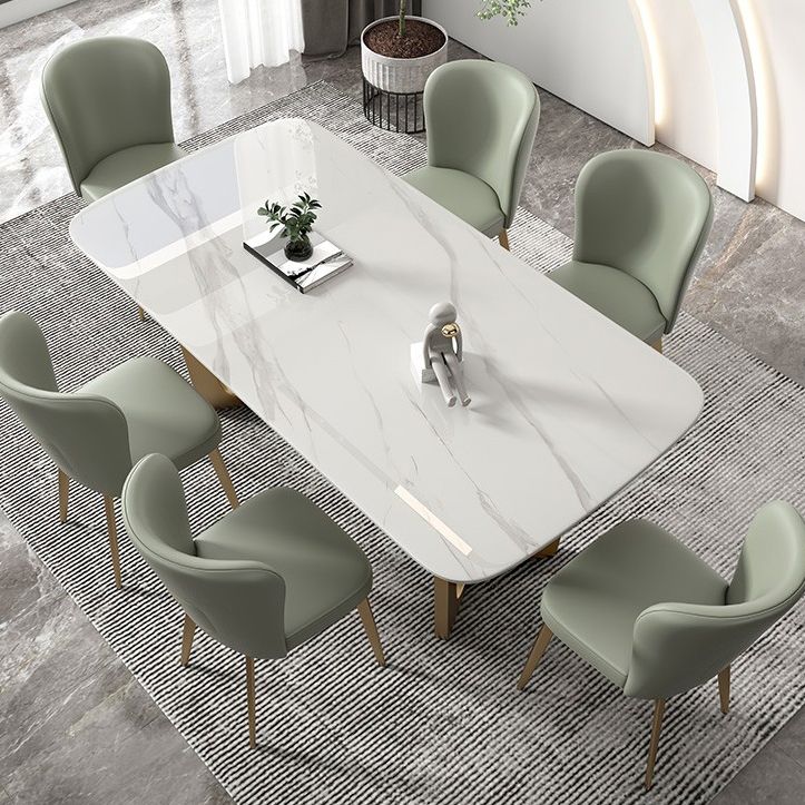 Rectangle Dining Set 1/5/7 Pcs Sintered Stone Top Table with Upholstered Chairs