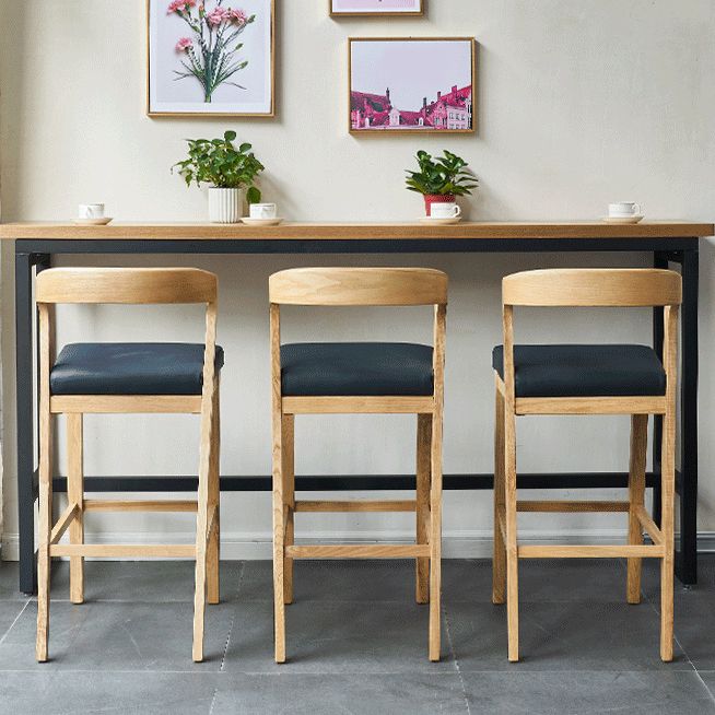 Contemporary Wooden Bar Stool Low Back Counter Footrest Stool