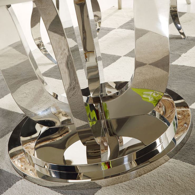 Marble Dining Table Luxury Style Single Pedestal Base Round Table for Dining Room