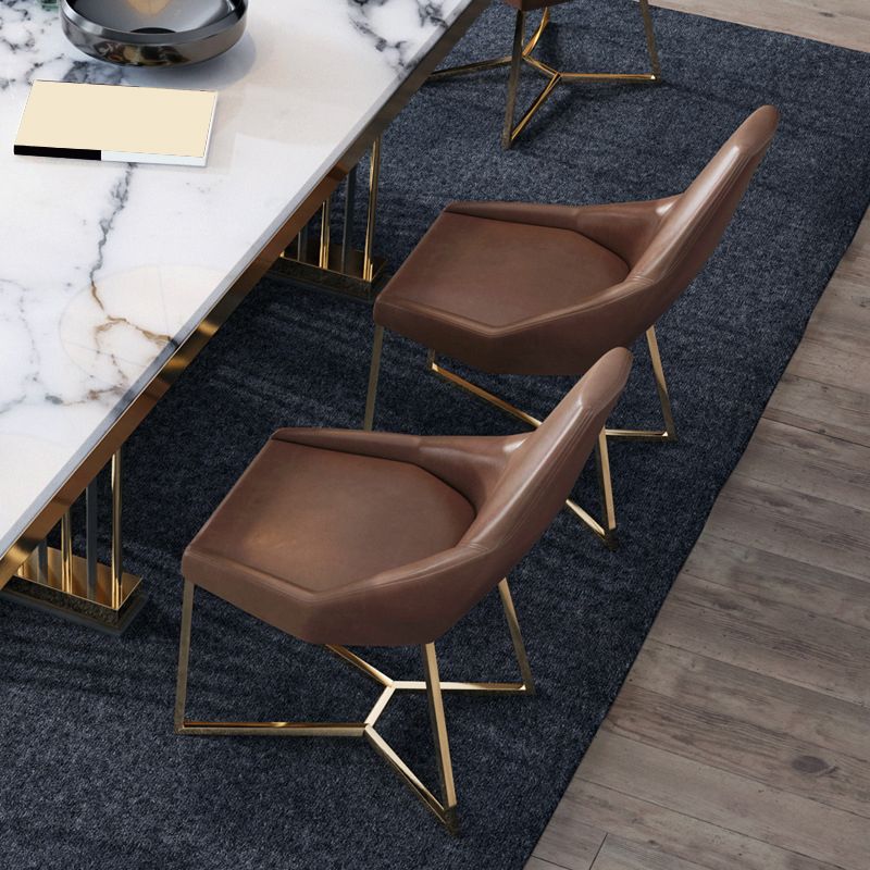 Glam Kitchen Dining Chairs Faux Leather Side Chairs with Metal Legs