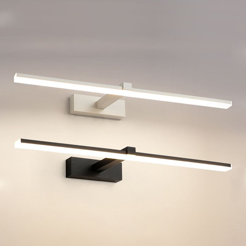 Iluminación de pared de sombra lineal de metal estilo moderno de 1 luces de montura de pared de espejo de 1 luces