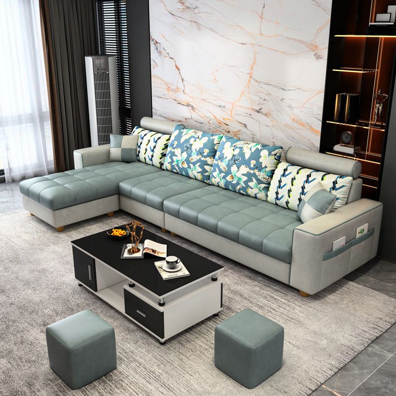 Scandinavian 4-seater Sectional with Storage and Square Arms