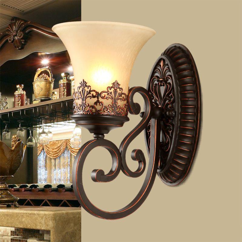 Bell Shade Frosted Glass Wall Mount Light Retro Corridor Wall Lighting for Bedroom