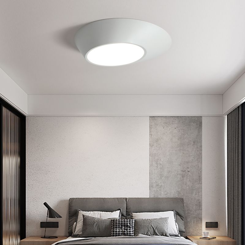 Modern Creative LED Ceiling Light Lacquered Aluminium Geometric Flush Mount with Acrylic Shade